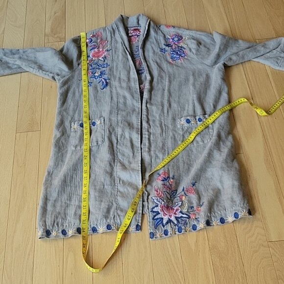 Johnny Was Tiwa  Embroidered Heavy Linen Coat - Picture 14 of 14